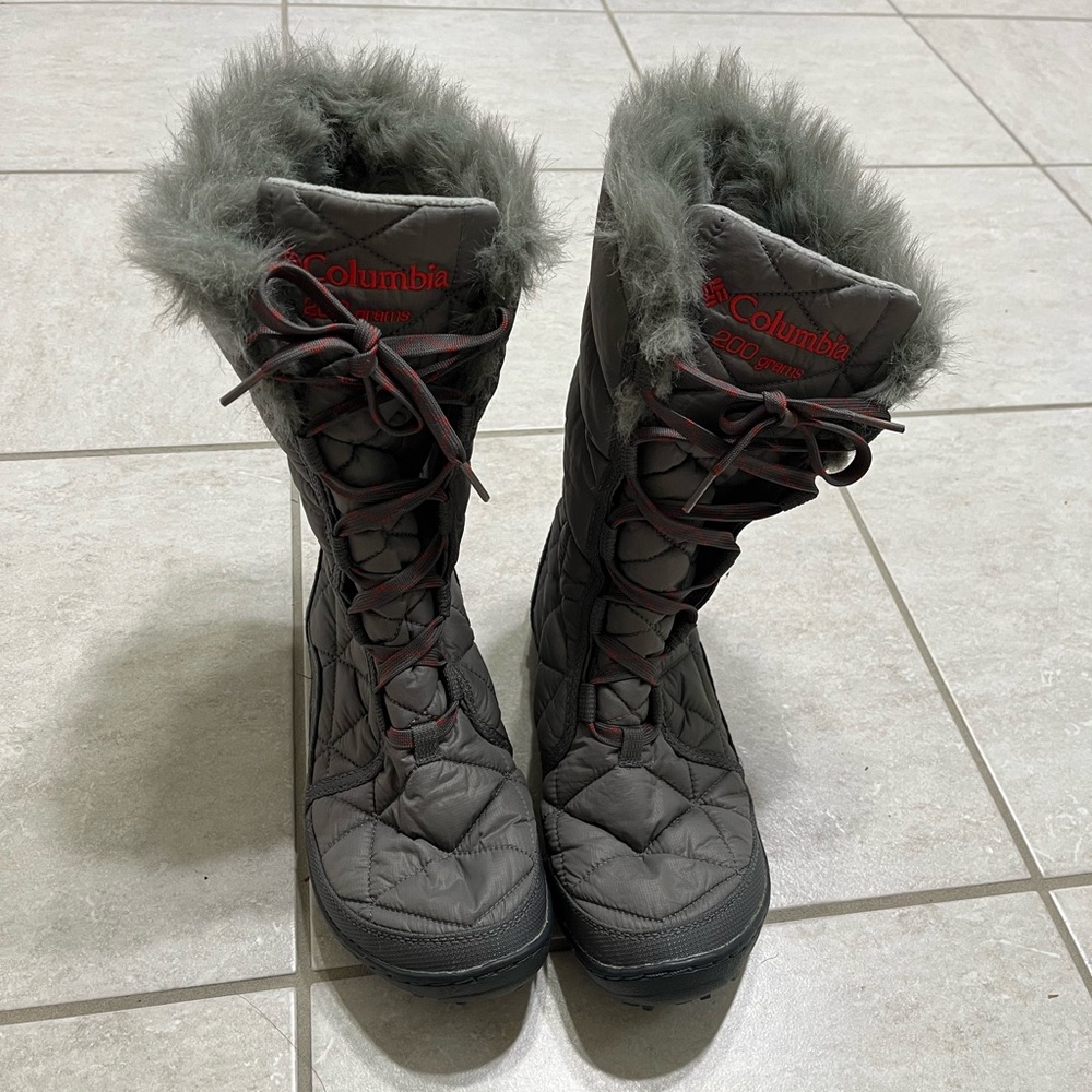 Columbia Women's Grey Quilted Lightweight Winter Snow Boots waterproof